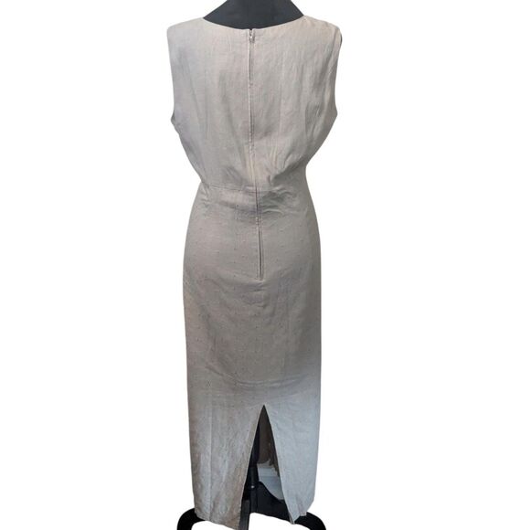 Sag Harbor Petite 14P Linen Sheath Dress Embroidered Eyelet Beige Tan Minimalist - Picture 8 of 8